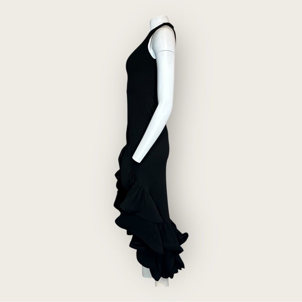 NWT | Betsy & Adams | Ruffle Halter Crepe Gown | Black | Size 2 - Picture 6 of 15
